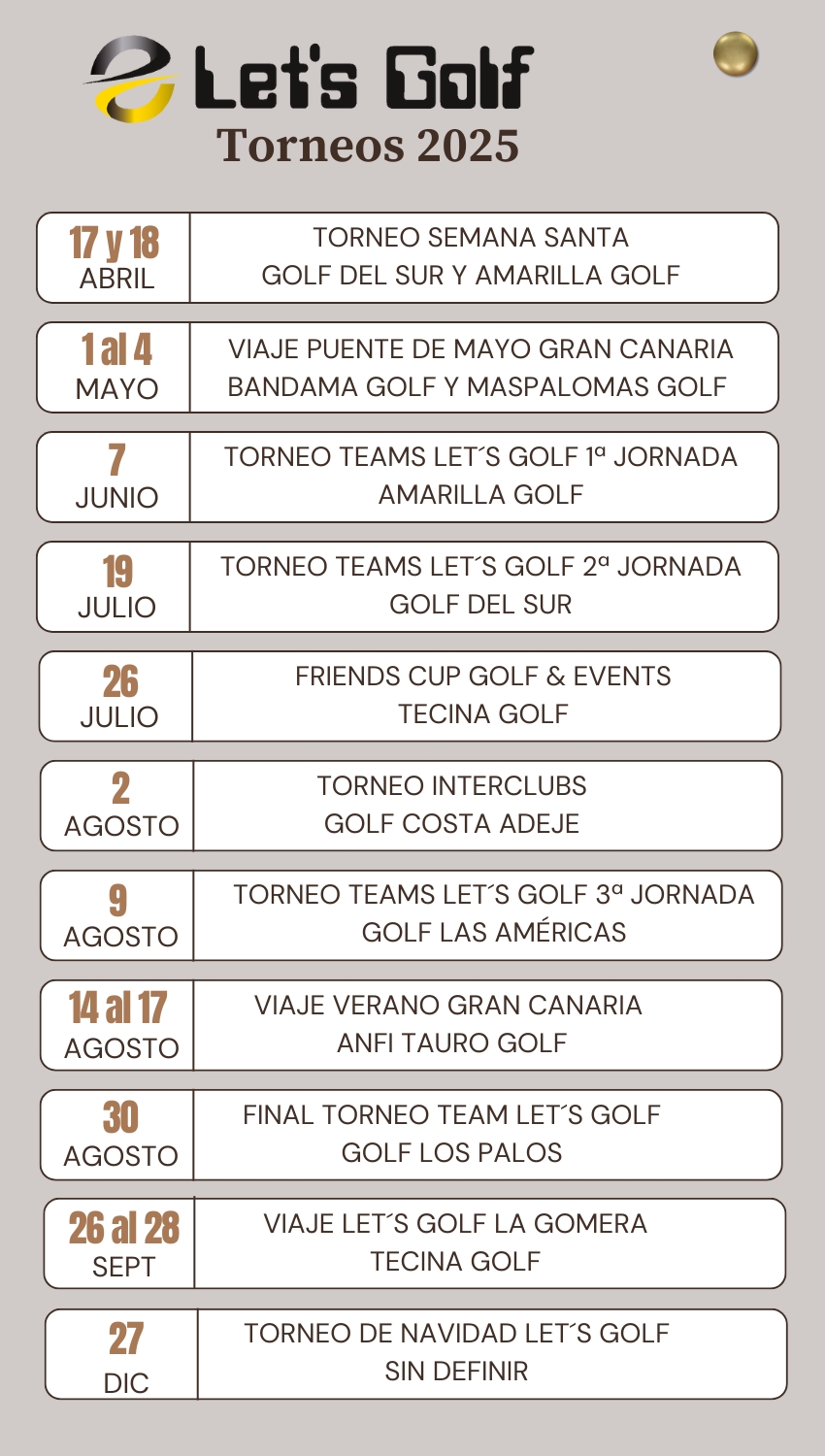 Let´s Golf calendario