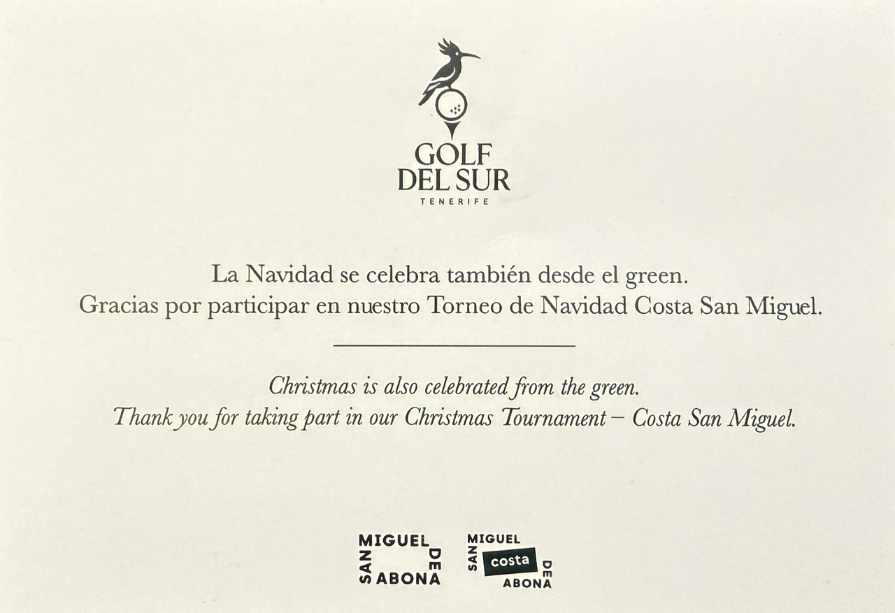 Torneo de Navidad Costa San Miguel 2025 en Golf del Sur o la perfección de una prueba golfística.